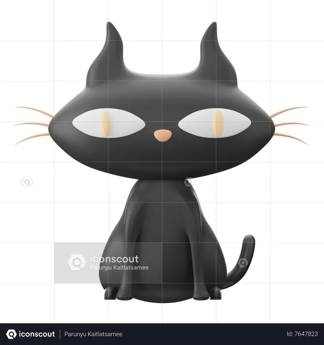 Gato preto  3D Icon