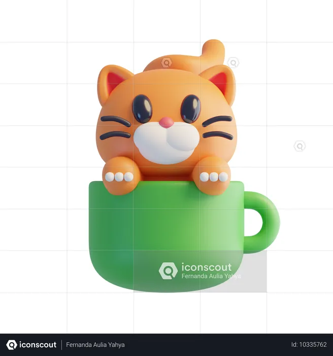 Gato sentado en taza  3D Icon