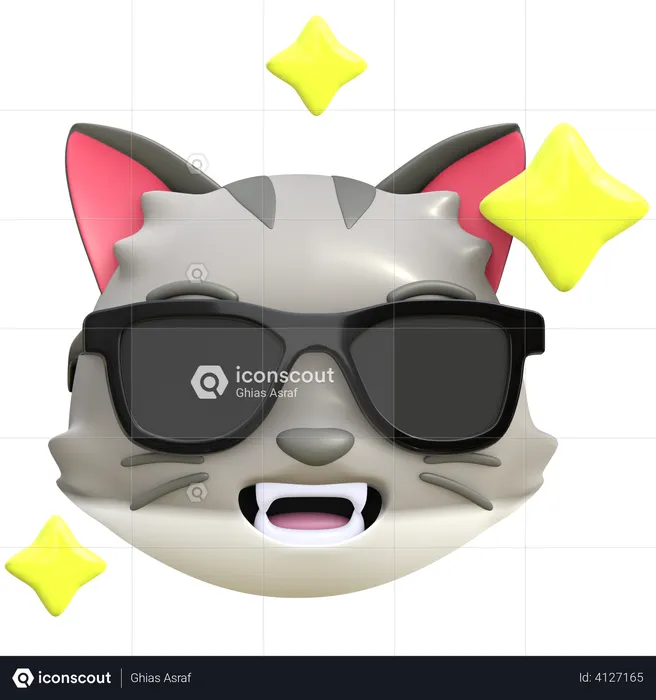 Gato de óculos pretos Emoji 3D Emoji