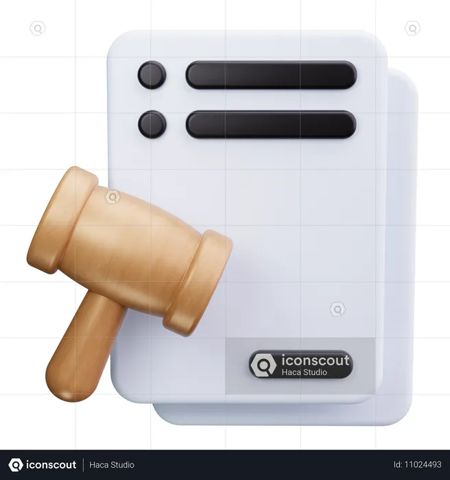 Gavel And Document  3D Icon