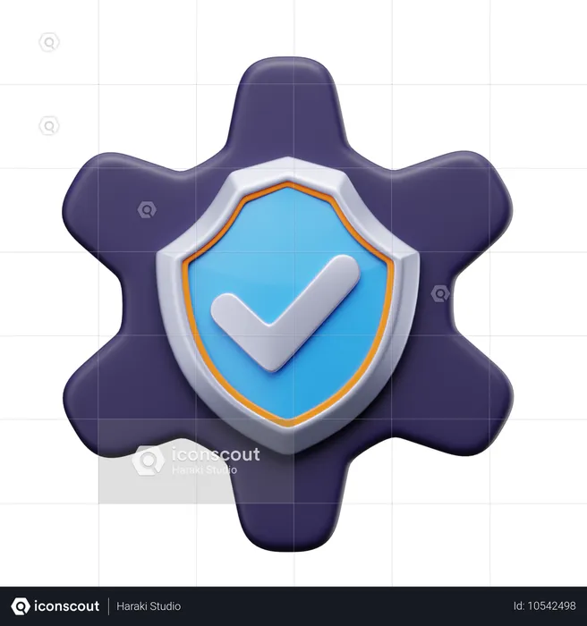 Gear And Protection Shield  3D Icon