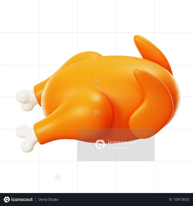 Gebratenes Hühnchen  3D Icon