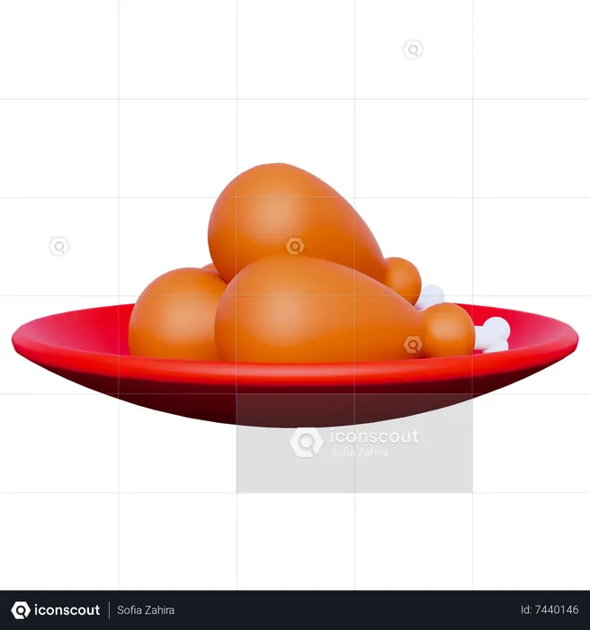 Gebratenes Huhn  3D Icon