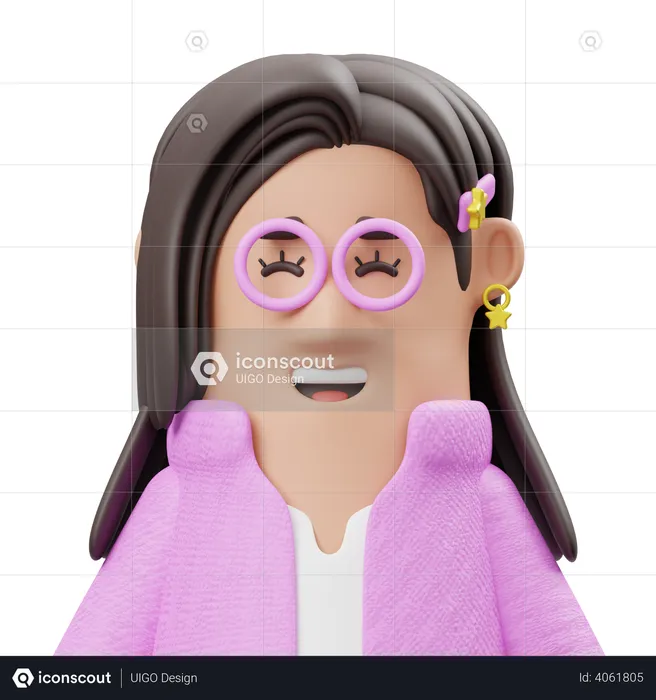 Geek Girl  3D Illustration