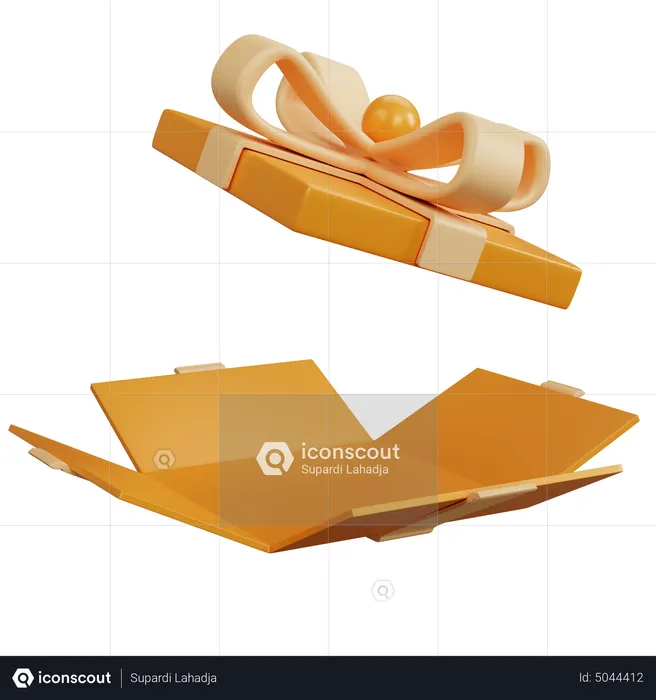 Gelbe Geschenkbox weit offen  3D Icon