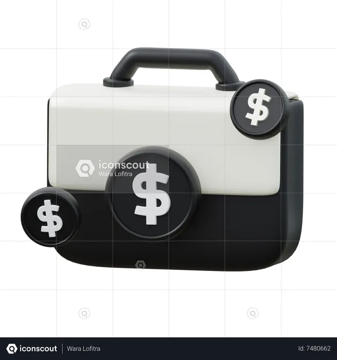 Geld Aktentasche  3D Icon