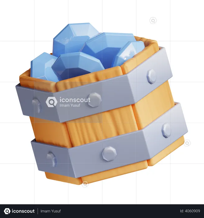 Gem Bucket  3D Illustration