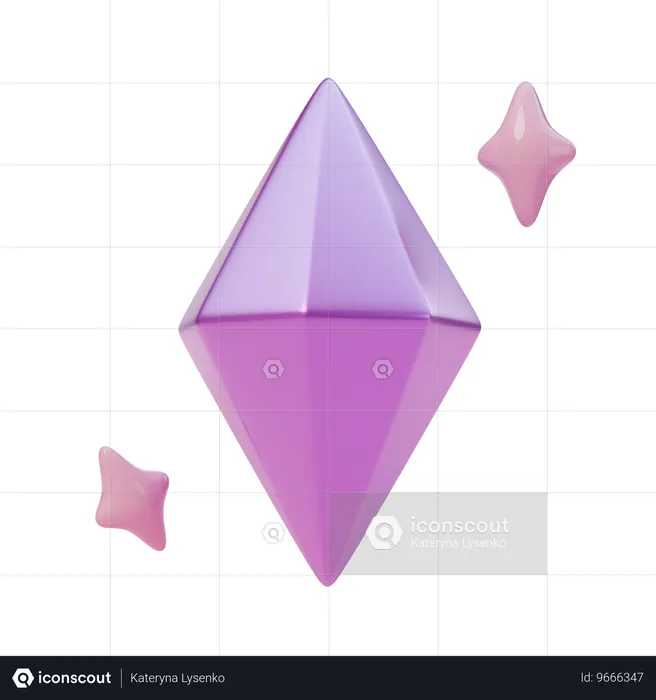 Gem with shining stars  3D Icon