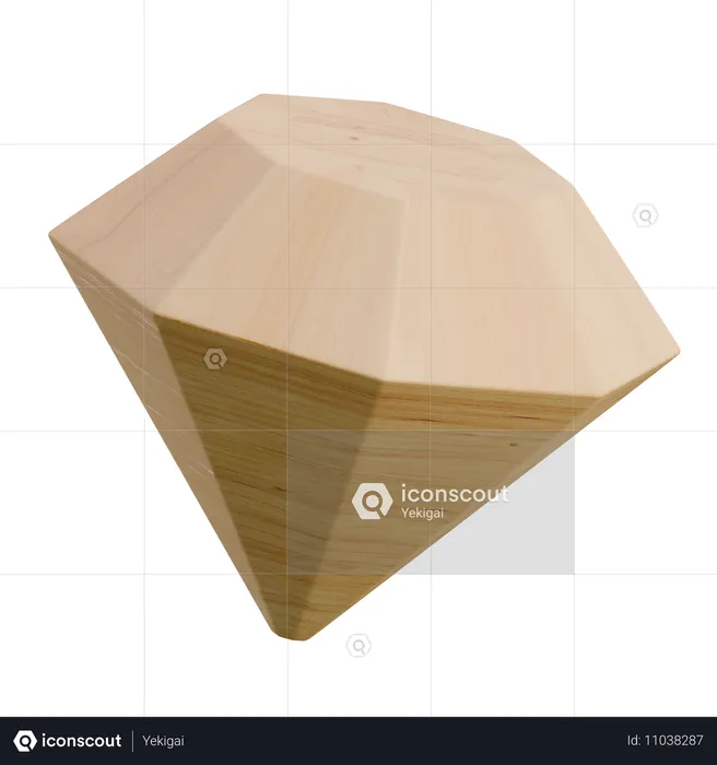 Gem Wooden Abstract Shape  3D Icon