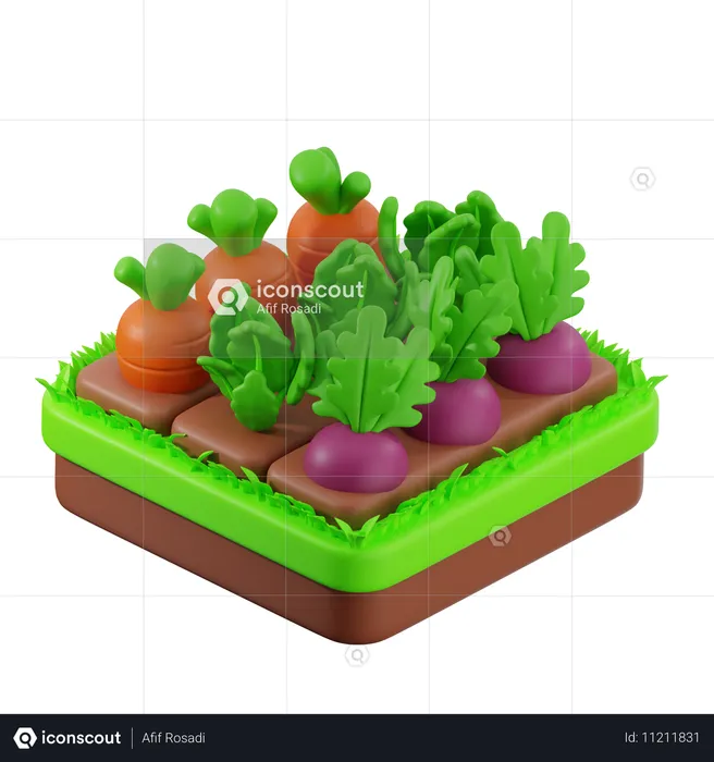 Gemüsegarten auf dem Boden  3D Icon