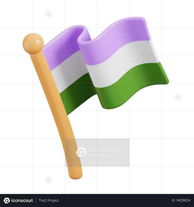 Gender Queer Pride Flag  3D Icon