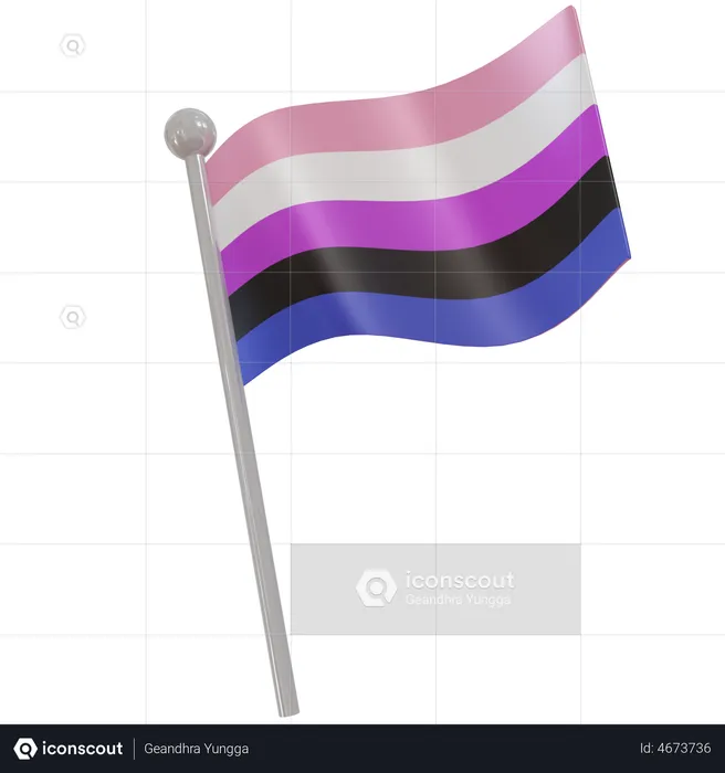 Genderfluid Flag Flag 3D Illustration
