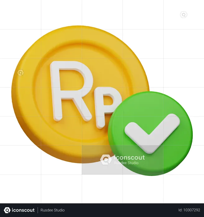 Genehmigen Rupiah Münze  3D Icon