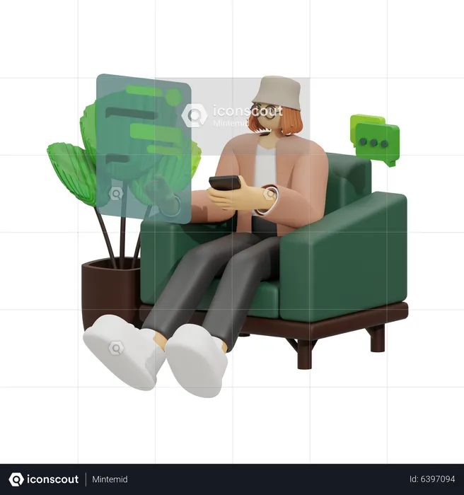 Gespräche auf dem Sofa genießen  3D Illustration