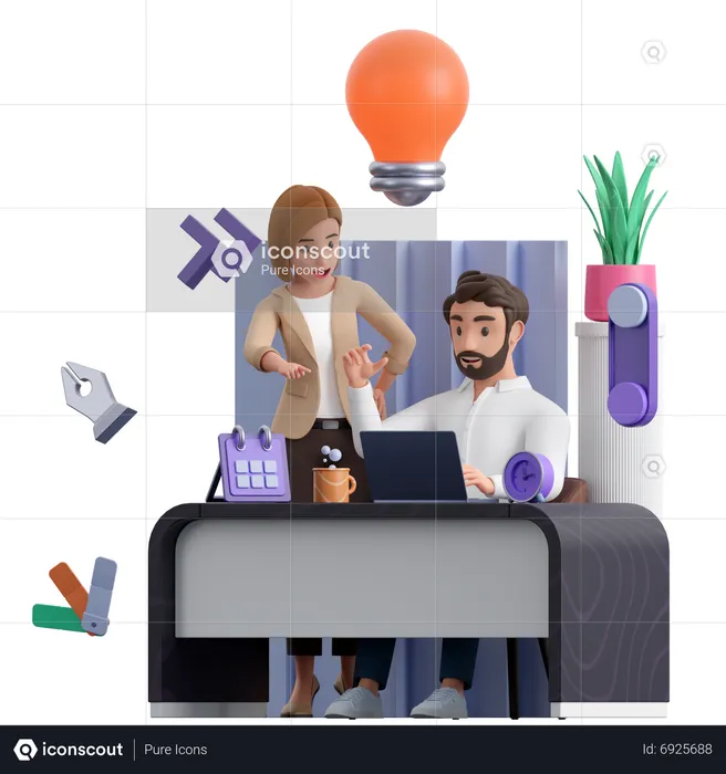 Gente de negocios discutiendo idea de negocio  3D Illustration