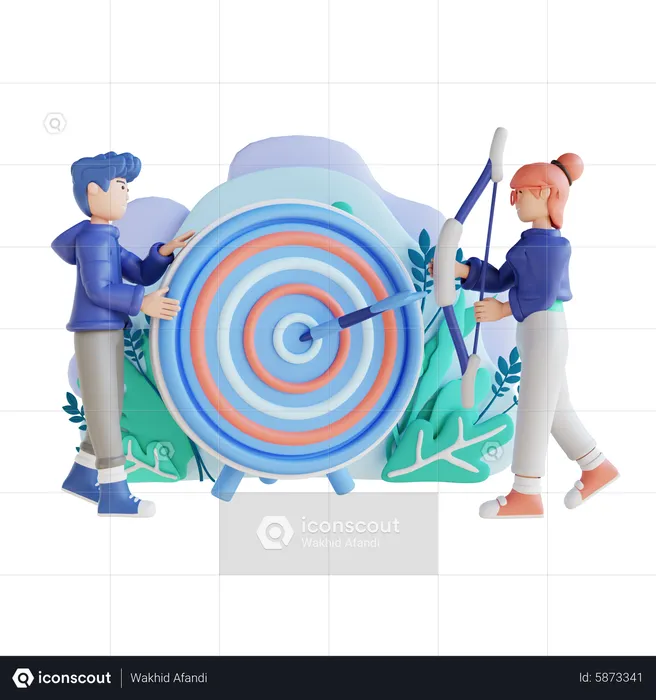 Gente de negocios haciendo objetivos comerciales  3D Illustration