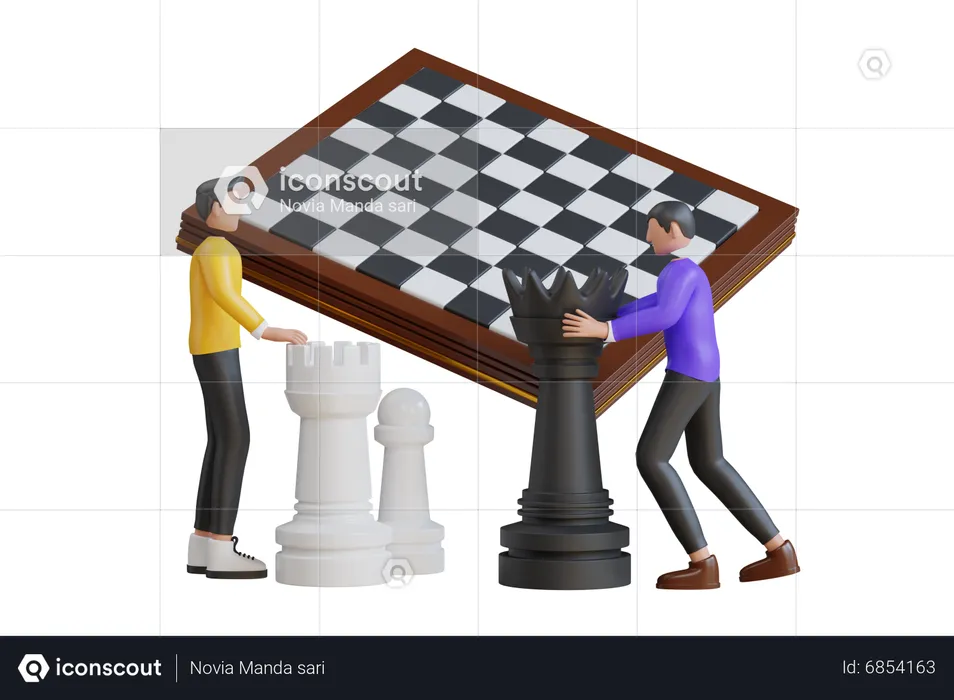 Gente jugando ajedrez  3D Illustration