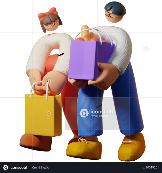 Gente yendo de compras  3D Illustration