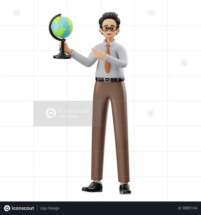 Geography Male Teacher Explaining  3D Illustration