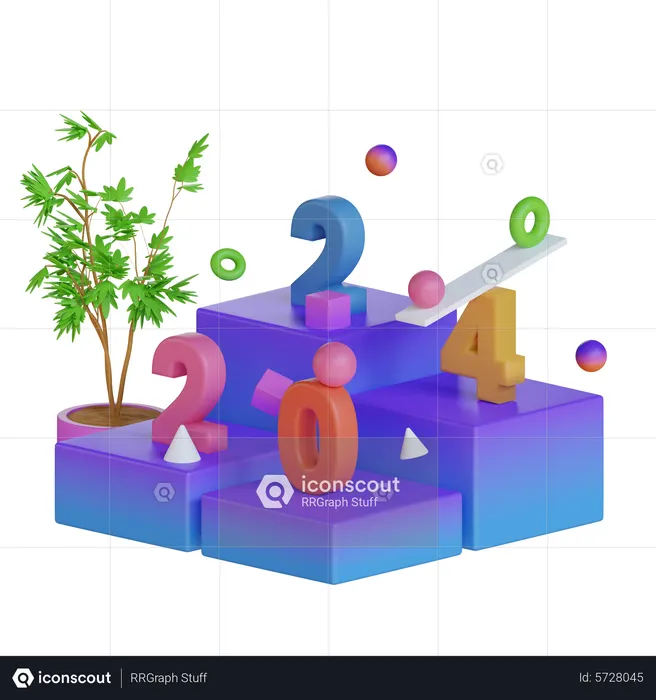 Geometric New Years 2024  3D Icon