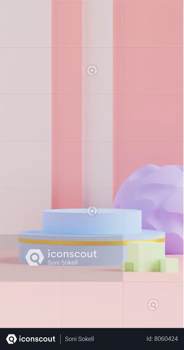 Geometric Podium Pastel Color Background  3D Icon