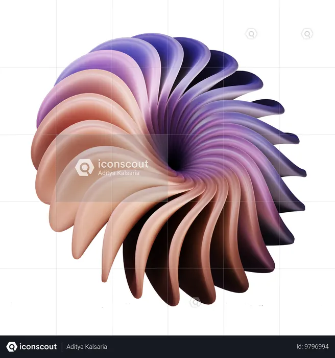 Geometric Spiral Shape  3D Icon