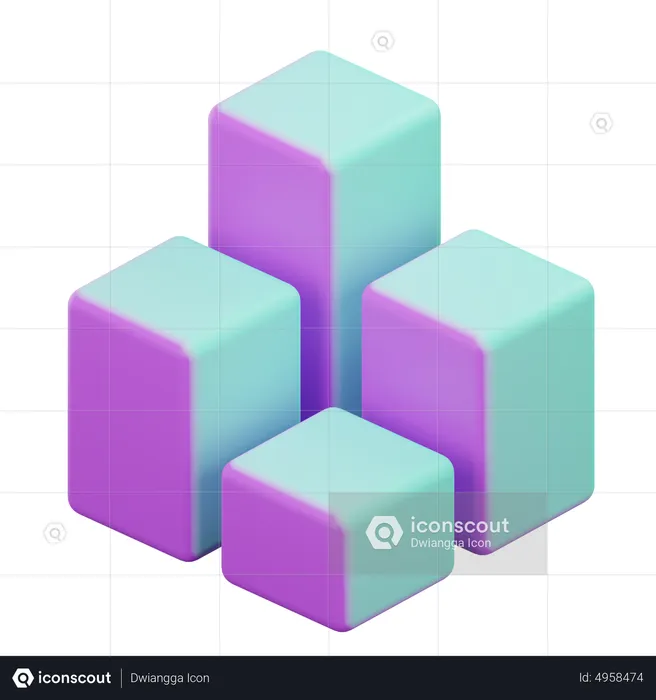 Geometrischer Balkenwürfel  3D Icon