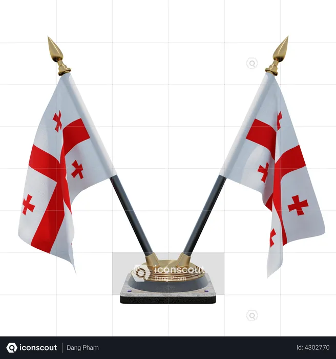 Georgia Double Desk Flag Stand Flag 3D Illustration