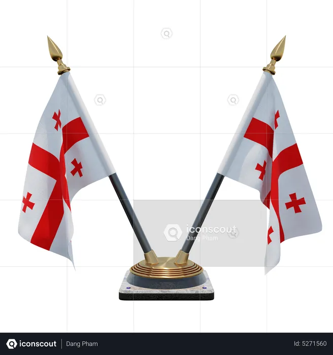 Georgia Double (V) Desk Flag Stand Flag 3D Icon