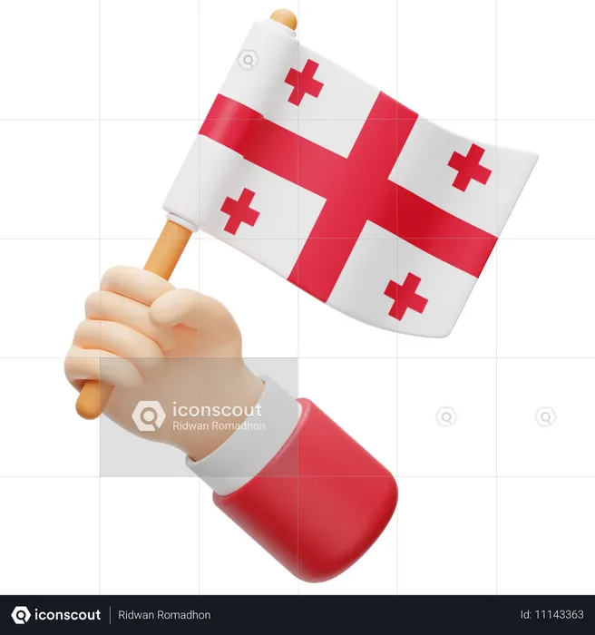Georgia flag in hand Flag 3D Icon