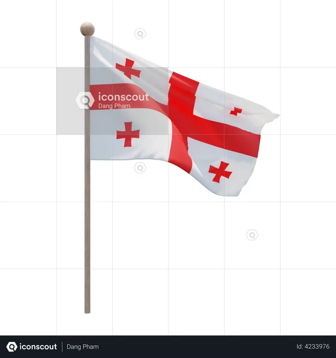 Georgia Flag Pole  3D Illustration