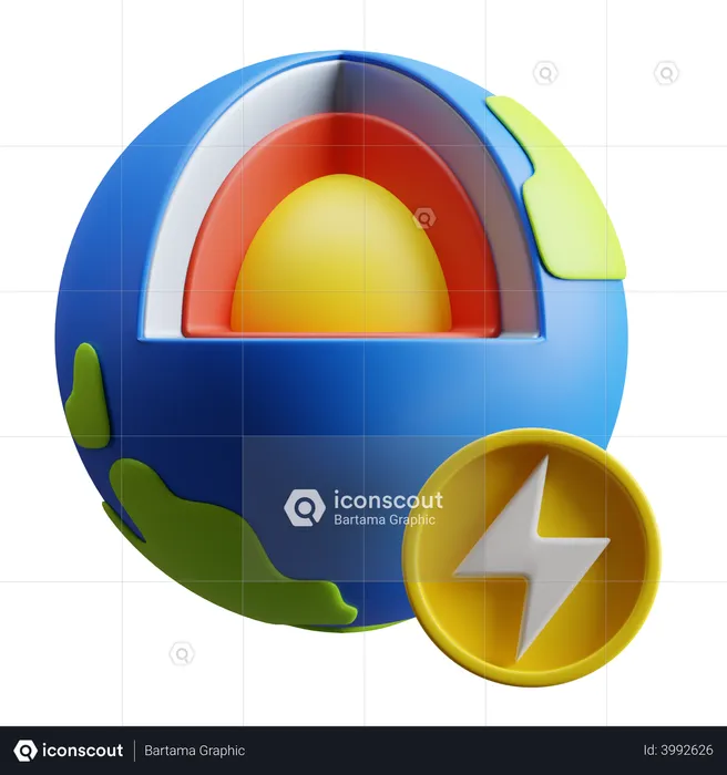 Geothermal Energy  3D Icon