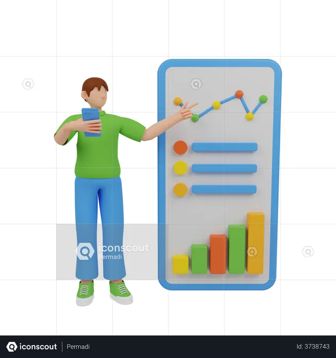 Gerente fazendo análise de negócios  3D Illustration