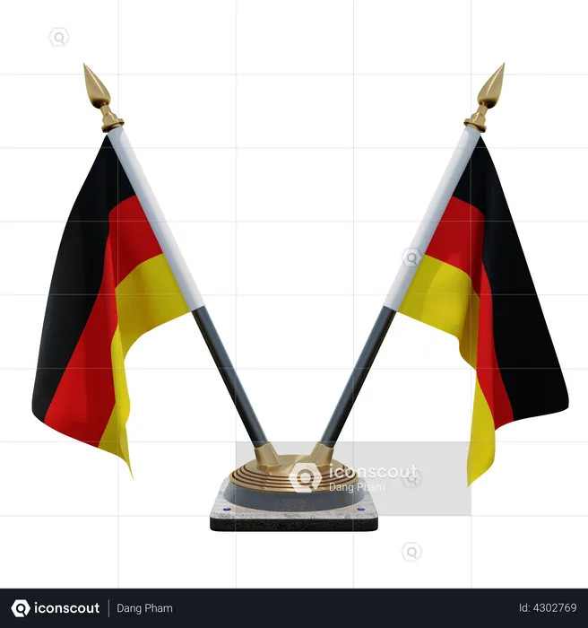 Germany Double Desk Flag Stand Flag 3D Illustration