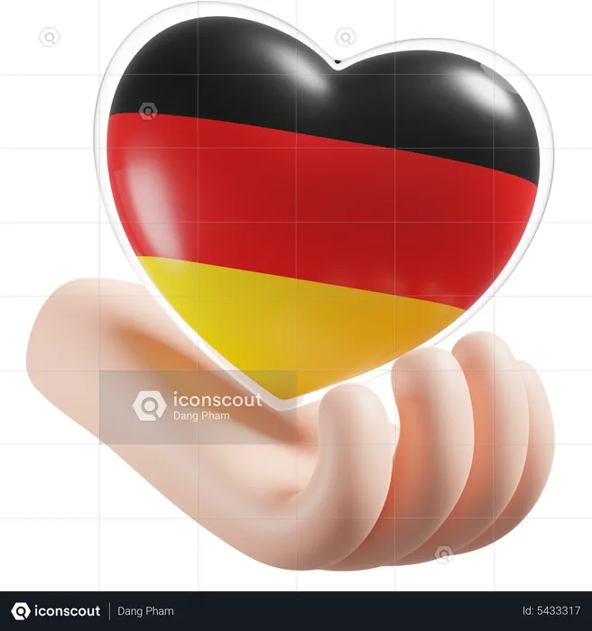 Germany Flag Heart Hand Care Flag 3D Icon