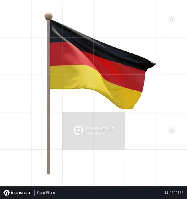 Germany Flagpole Flag 3D Illustration