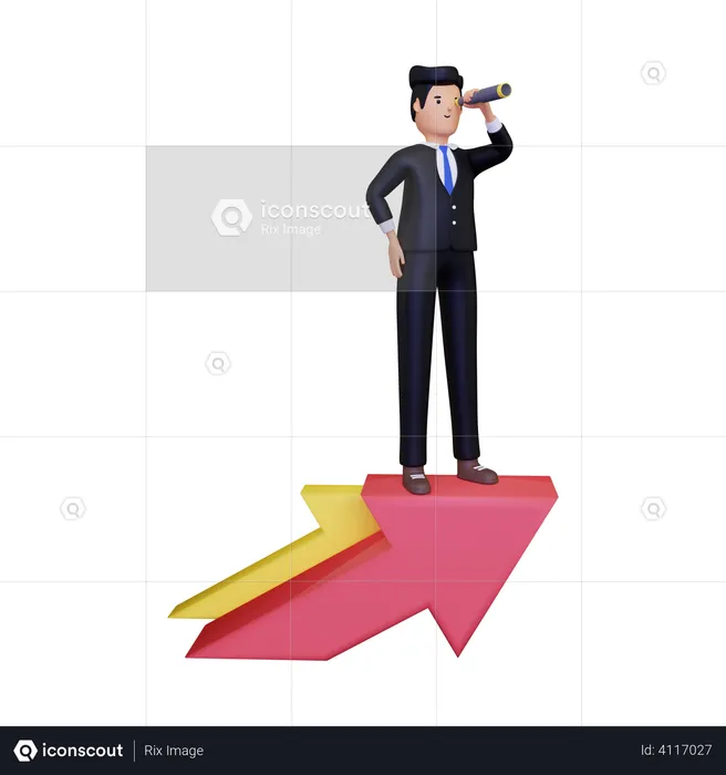 Geschäftsmann, der am Unternehmenswachstum arbeitet  3D Illustration