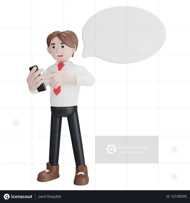 Geschäftsmann im Chat am Telefon  3D Illustration