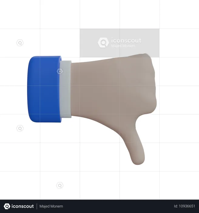 Geschäftsmann hand daumen runter handrücken weiße hand Emoji 3D Icon