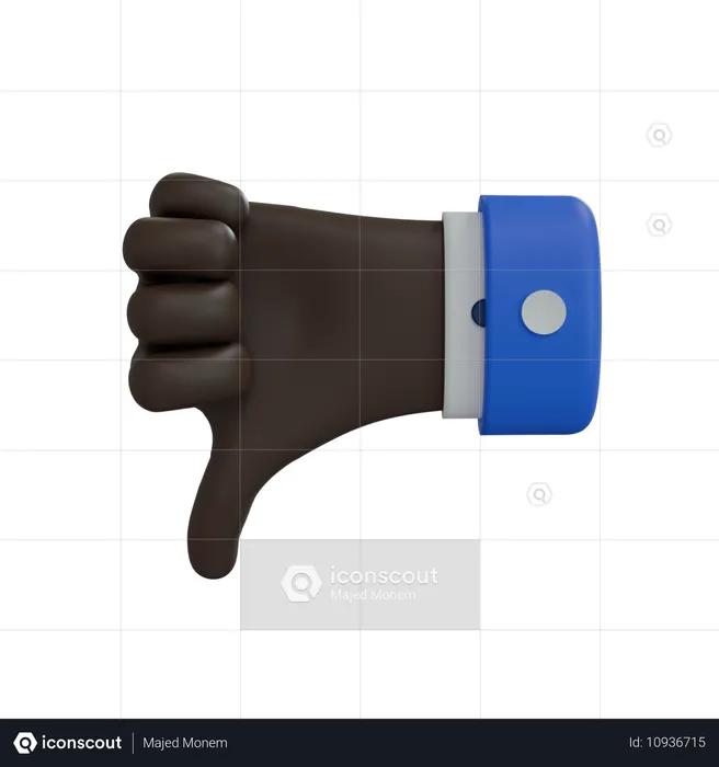 Geschäftsmann hand daumen runter schwarze hand Emoji 3D Icon