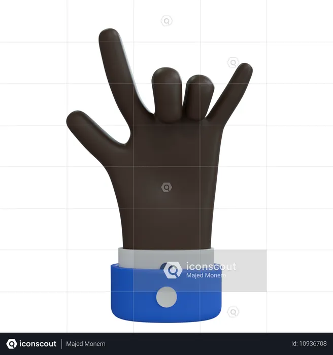 Geschäftsmann Hand rocken mit Daumen schwarze Hand Emoji 3D Icon