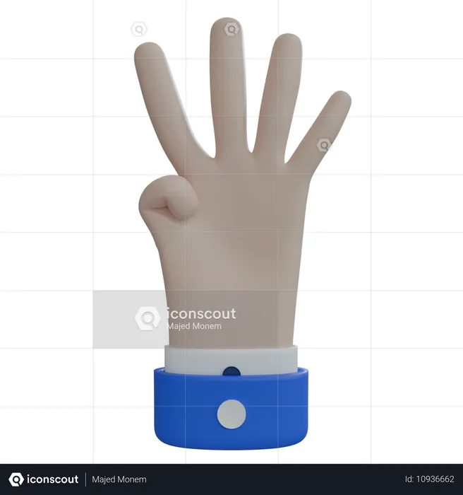 Geschäftsmann hand vier finger weiße hand Emoji 3D Icon