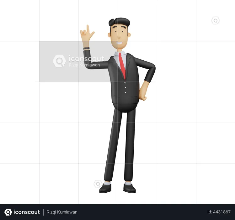 Geschäftsmann hebt einen Finger  3D Illustration