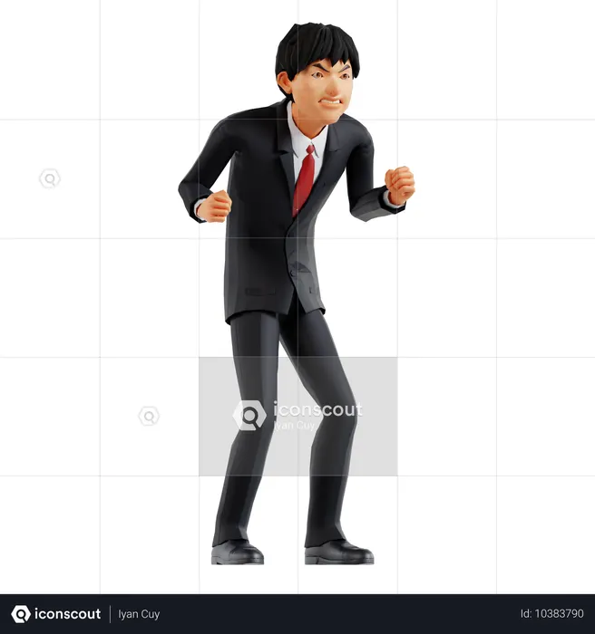 Geschäftsmann in wütender Pose  3D Icon