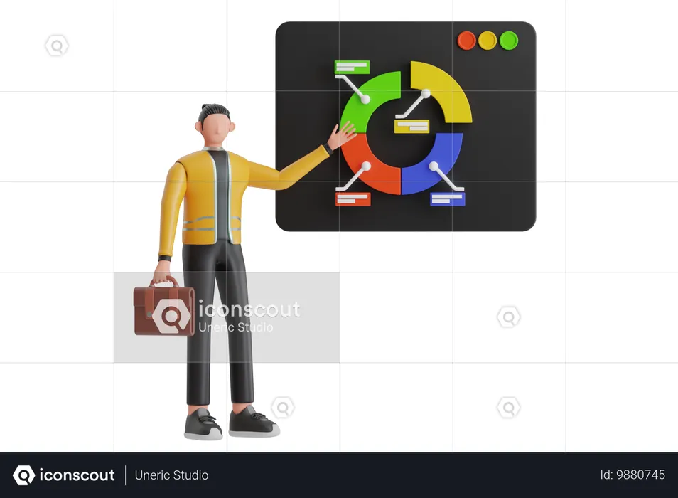 Geschäftsmann macht Portfoliomanagement  3D Illustration