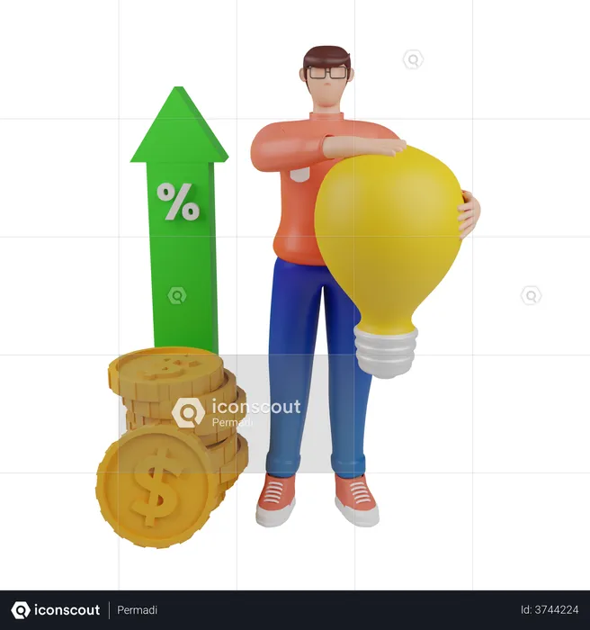 Person mit Idee für Wachstumsstrategie  3D Illustration