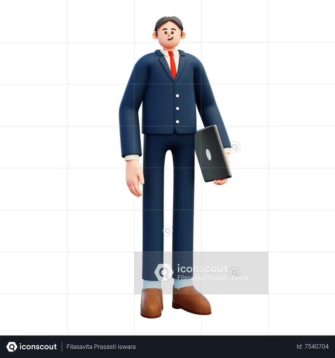 Geschäftsmann mit Laptop  3D Illustration