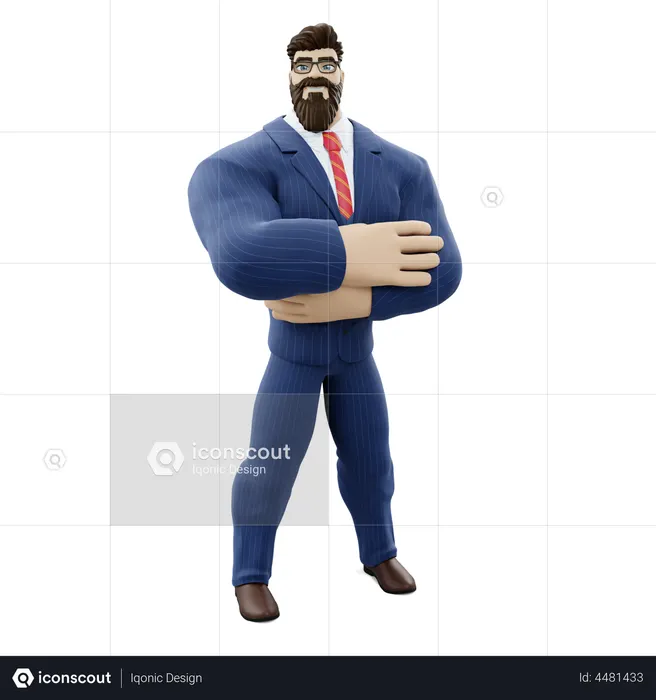Geschäftsmann mit verschränkten Armen  3D Icon