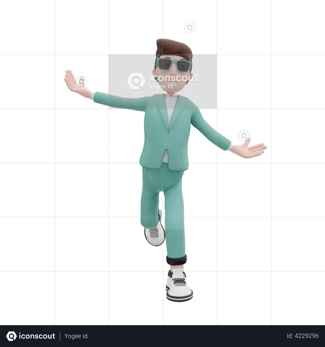 Geschäftsmann mit weit geöffneten Armen  3D Icon