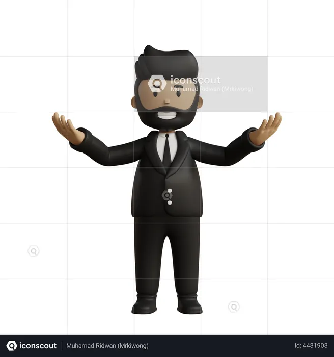 Geschäftsmann mit weit geöffneten Armen  3D Icon